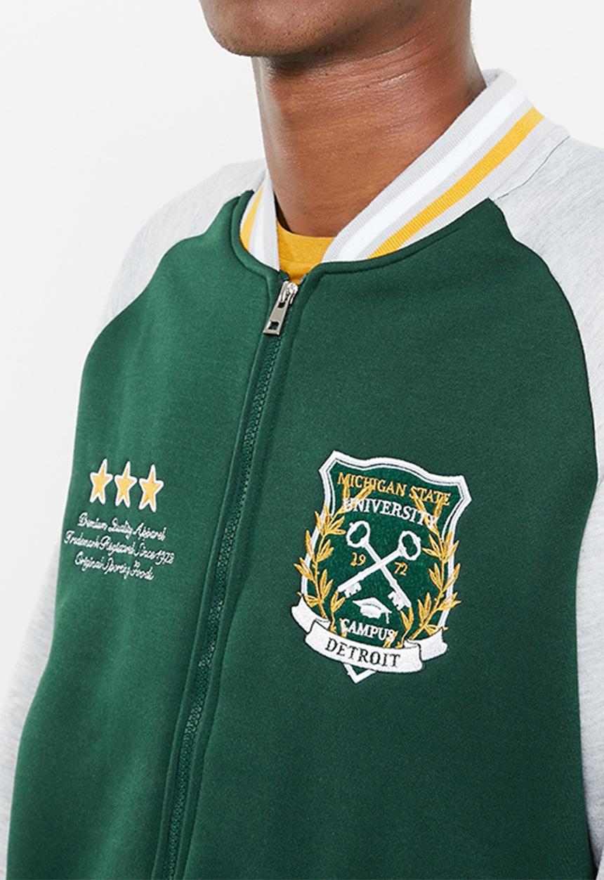 Brave Soul - Bronko sweatshirt - hunter green & light grey marl