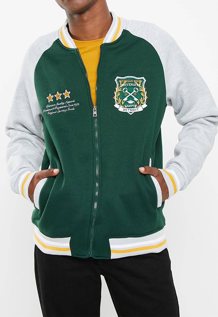 Brave Soul - Bronko sweatshirt - hunter green & light grey marl