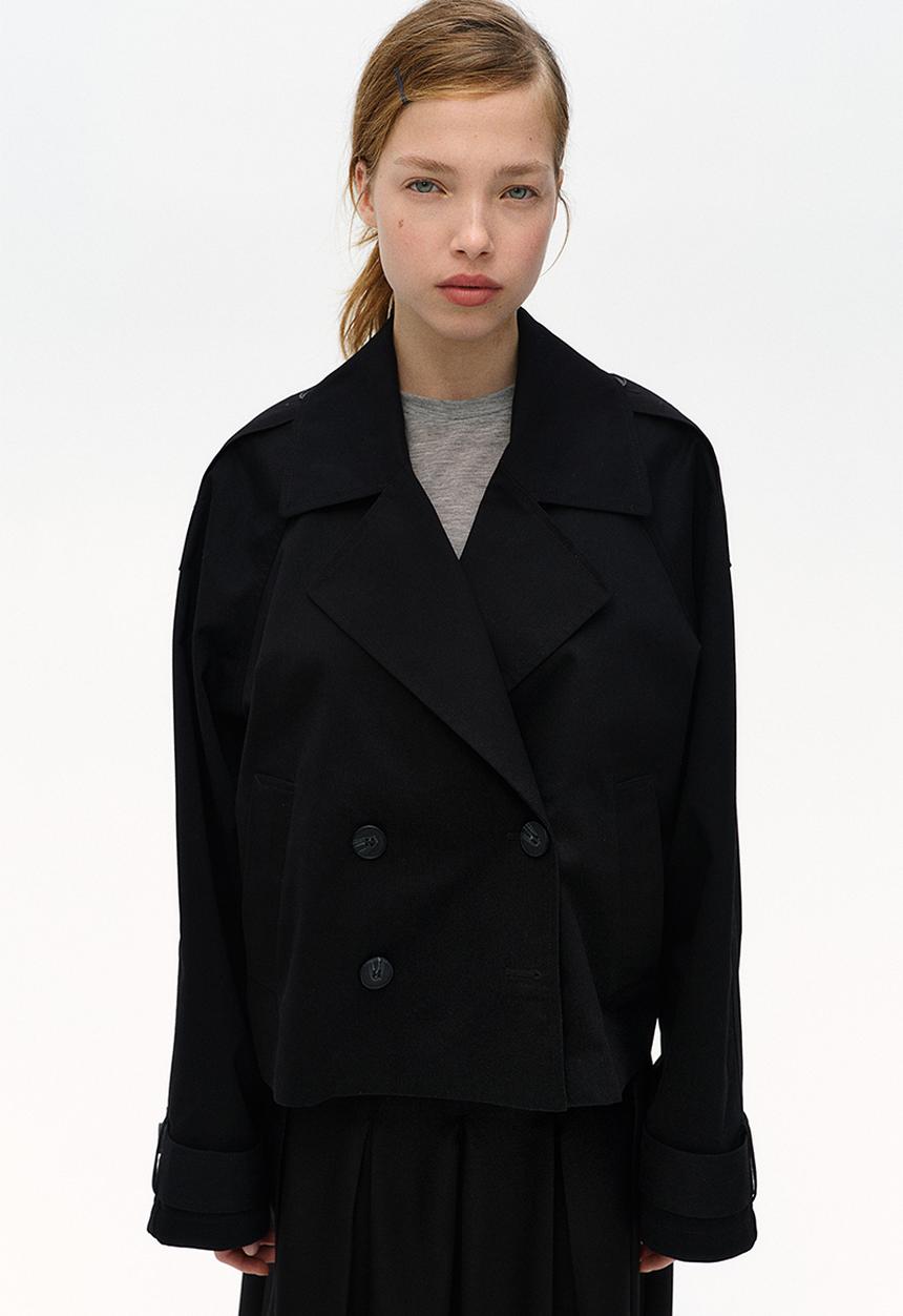 H&M - Short trench coat - black