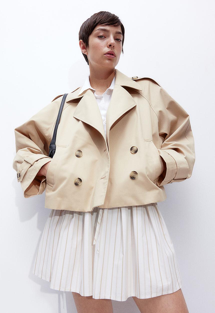 H&M - Short trench coat - light beige 