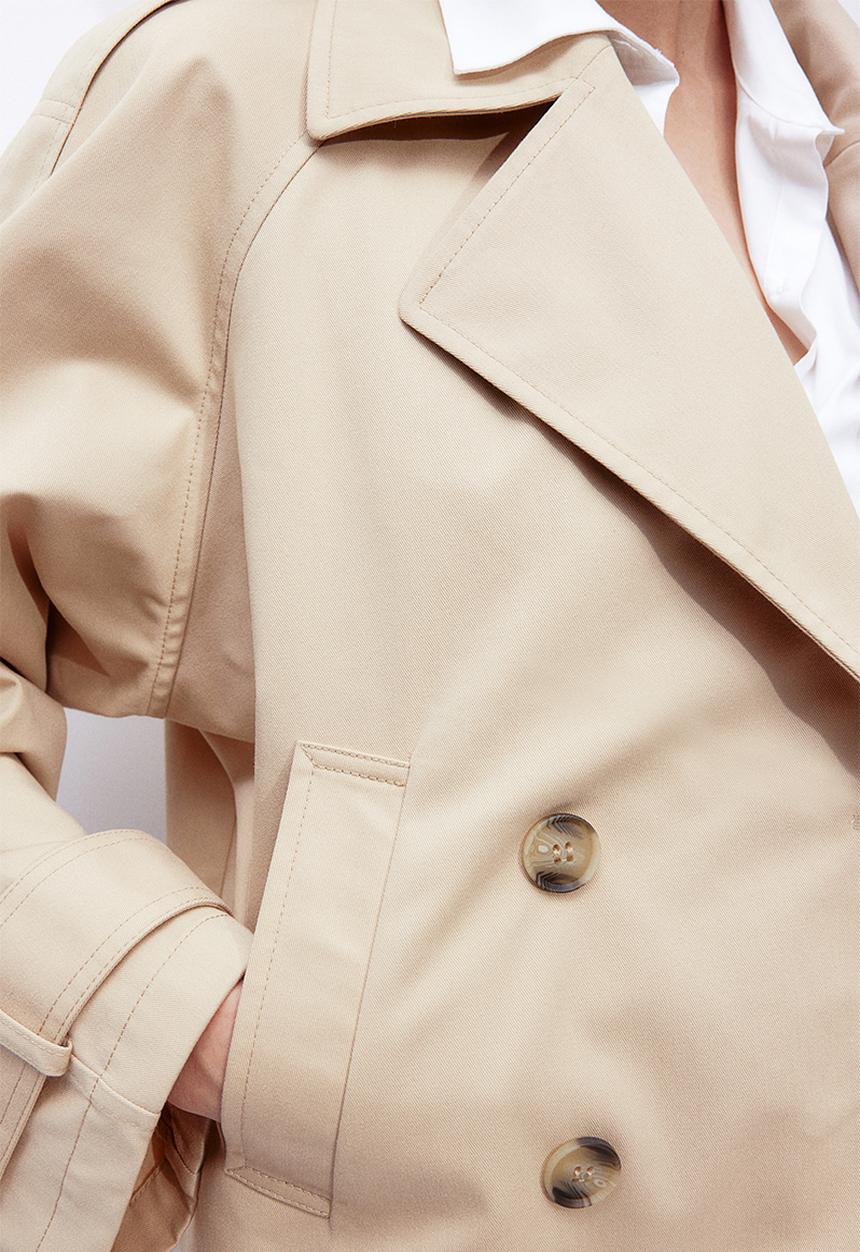 H&M - Short trench coat - light beige 