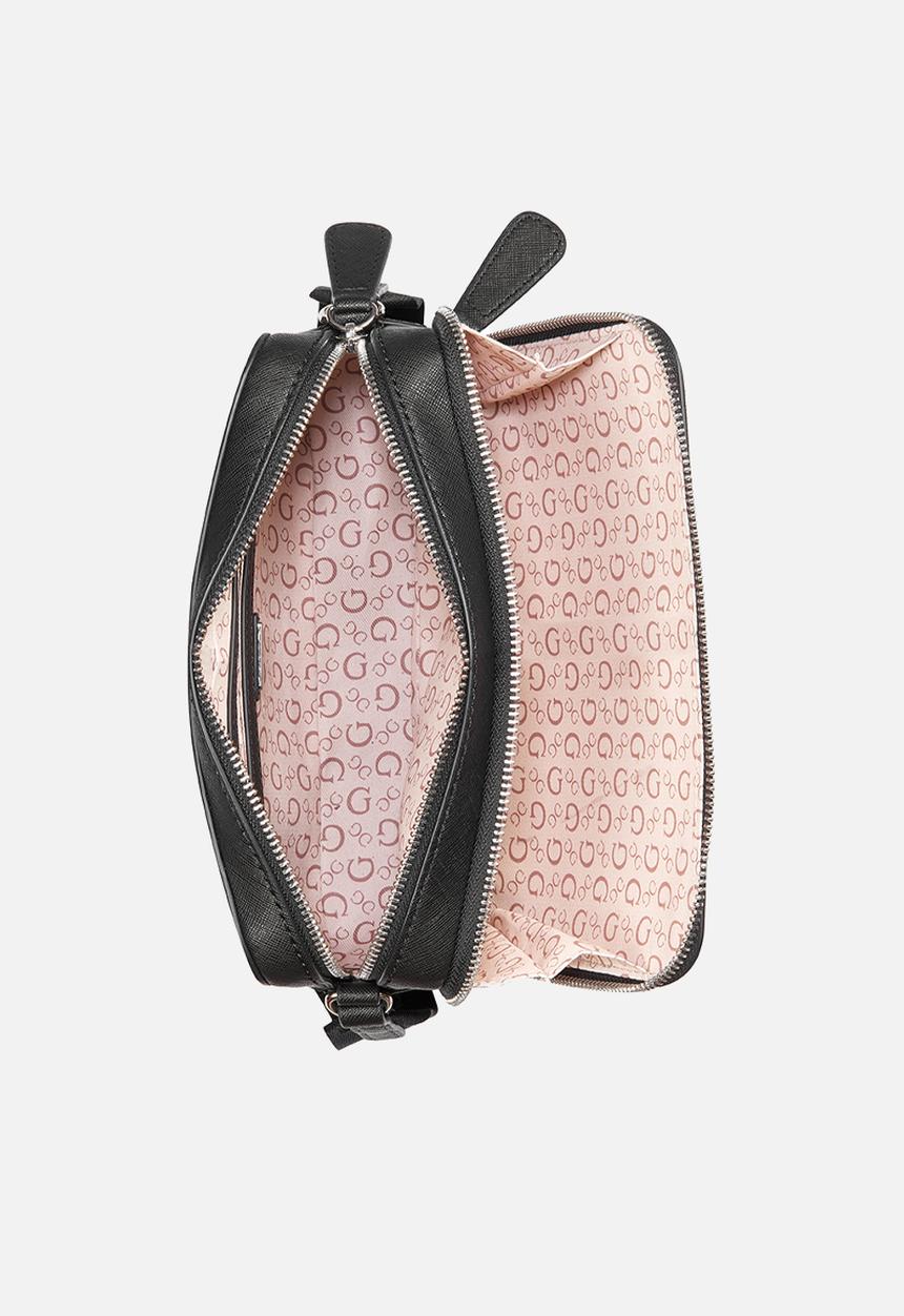 Viviette mini dbl zip crossbody - black