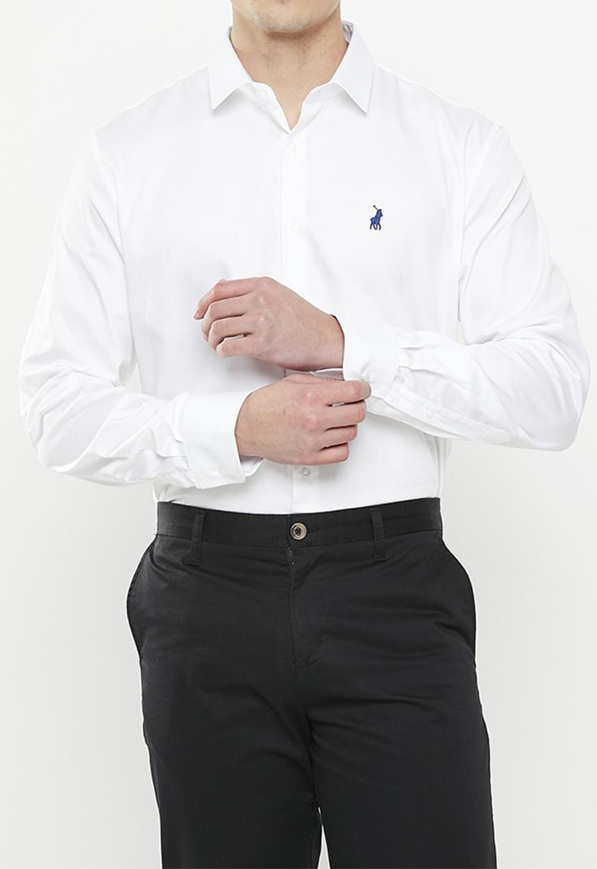 POLO - Mens custom fit greig shirt - white 