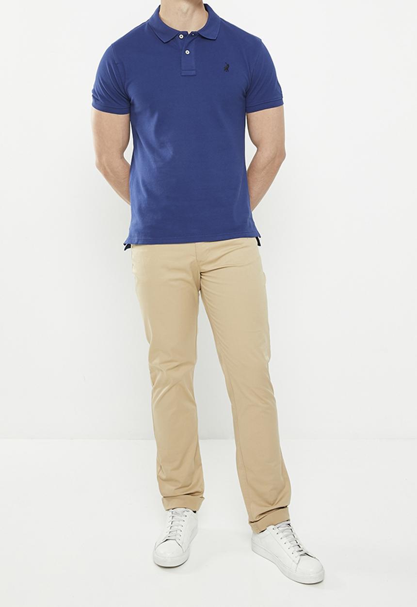 POLO - Mens stretch pique short sleeve golfer - mid blue 
