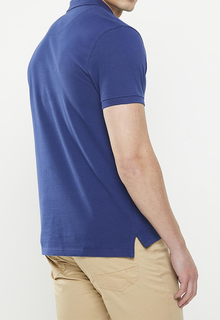 POLO - Mens stretch pique short sleeve golfer - mid blue 