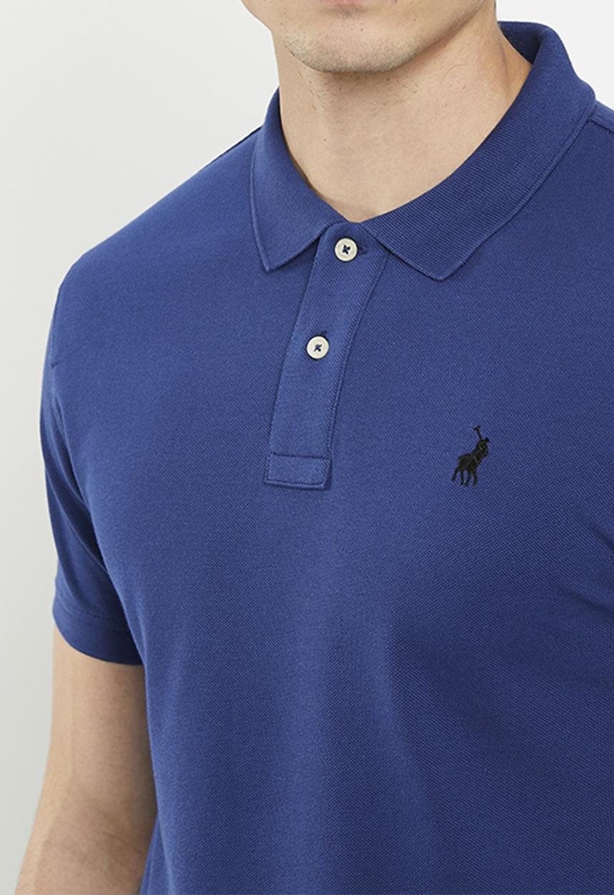 POLO - Mens stretch pique short sleeve golfer - mid blue 