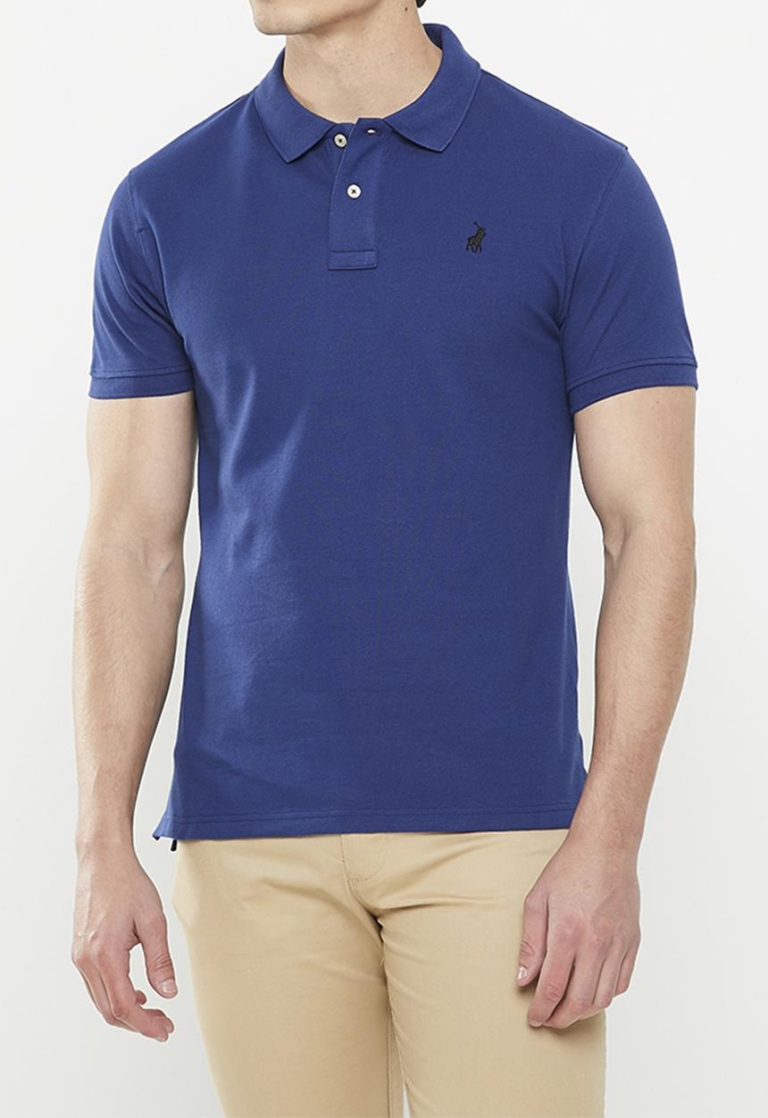 POLO - Mens stretch pique short sleeve golfer - mid blue 