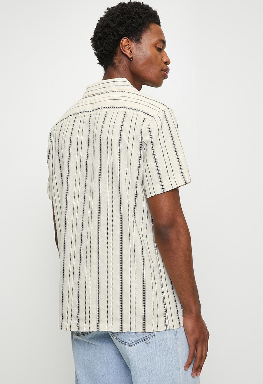 Brave Soul - Shirts - Ecru/Navy/Green