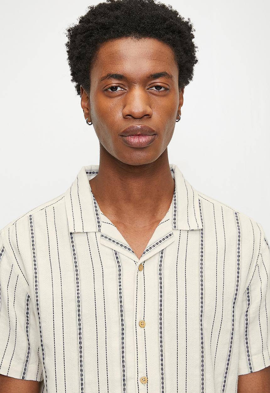 Brave Soul - Shirts - Ecru/Navy/Green