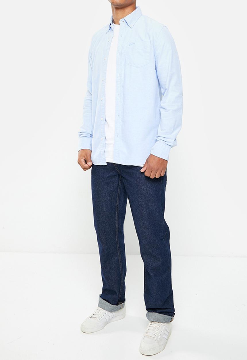 Superdry. - Vintage washed oxford shirt - classic blue oxford
