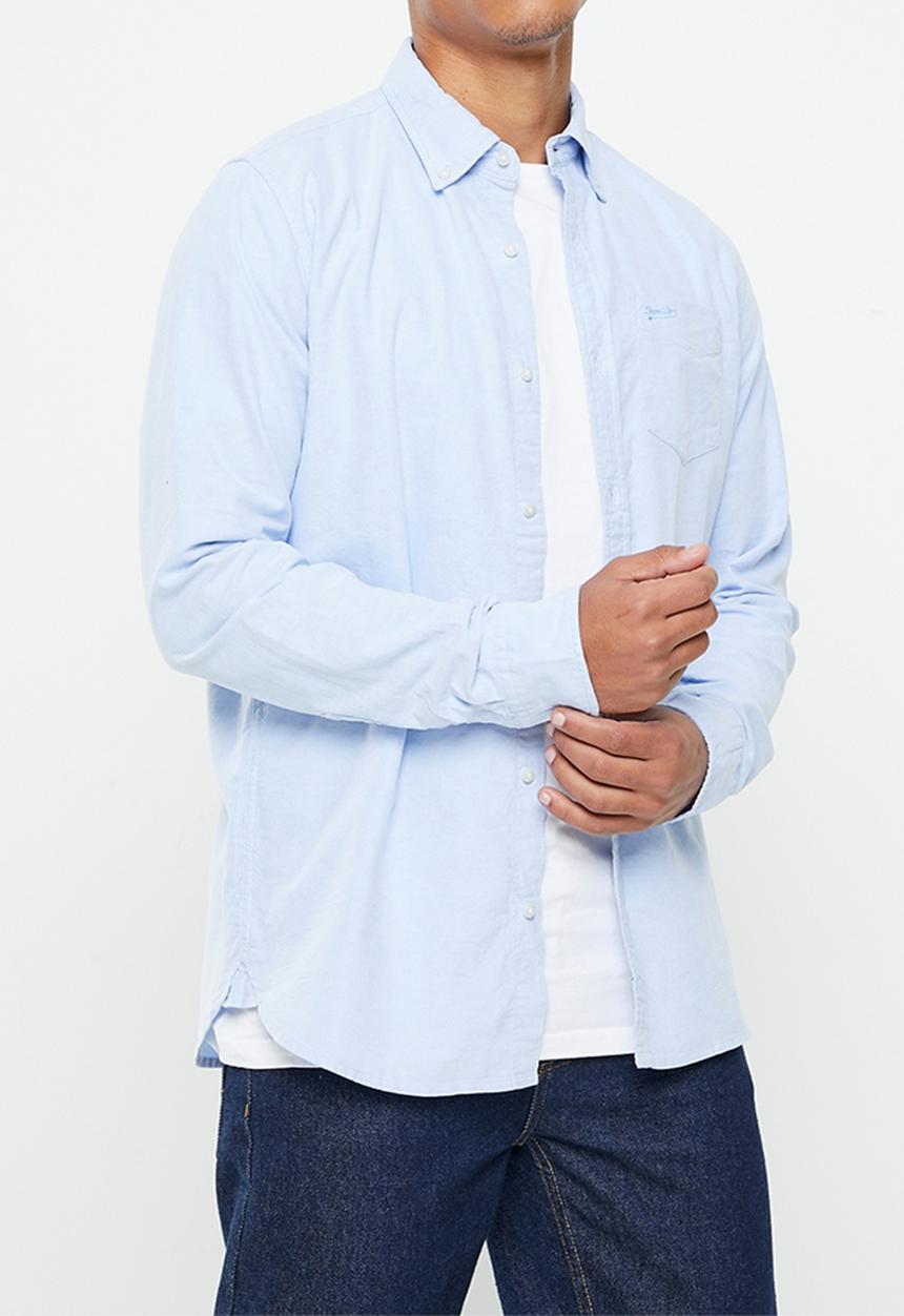Superdry. - Vintage washed oxford shirt - classic blue oxford