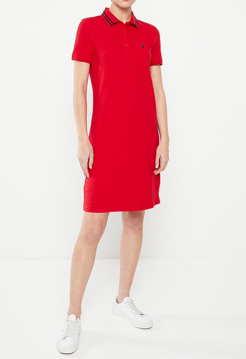 POLO - Wmn Leah s/s Golfer Dress - Red Black
