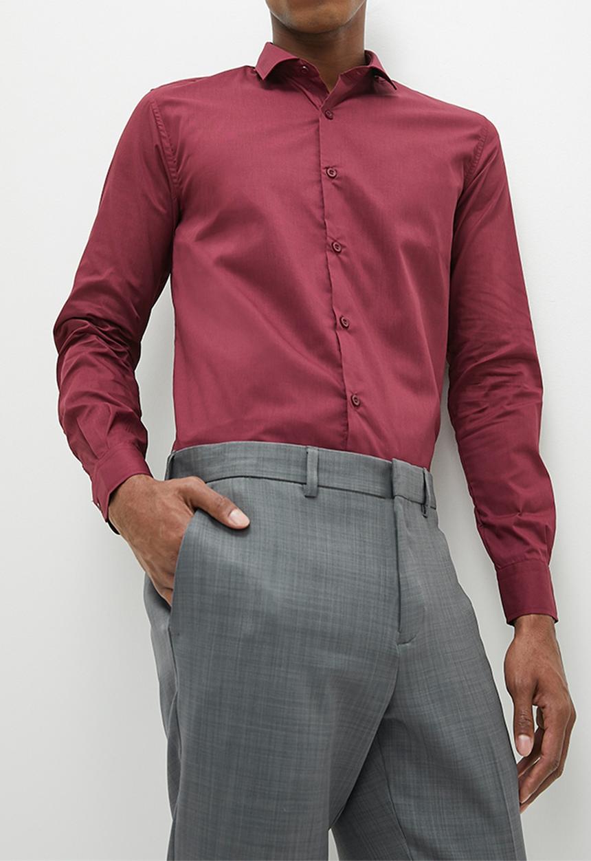 Superbalist - New fit easy care slim fit shirt - burgundy