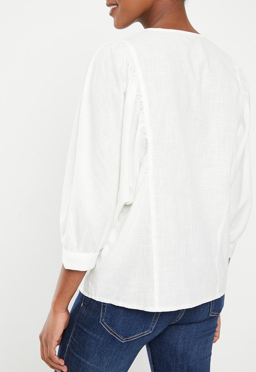 3/4 Balloon sleeve shirt - white