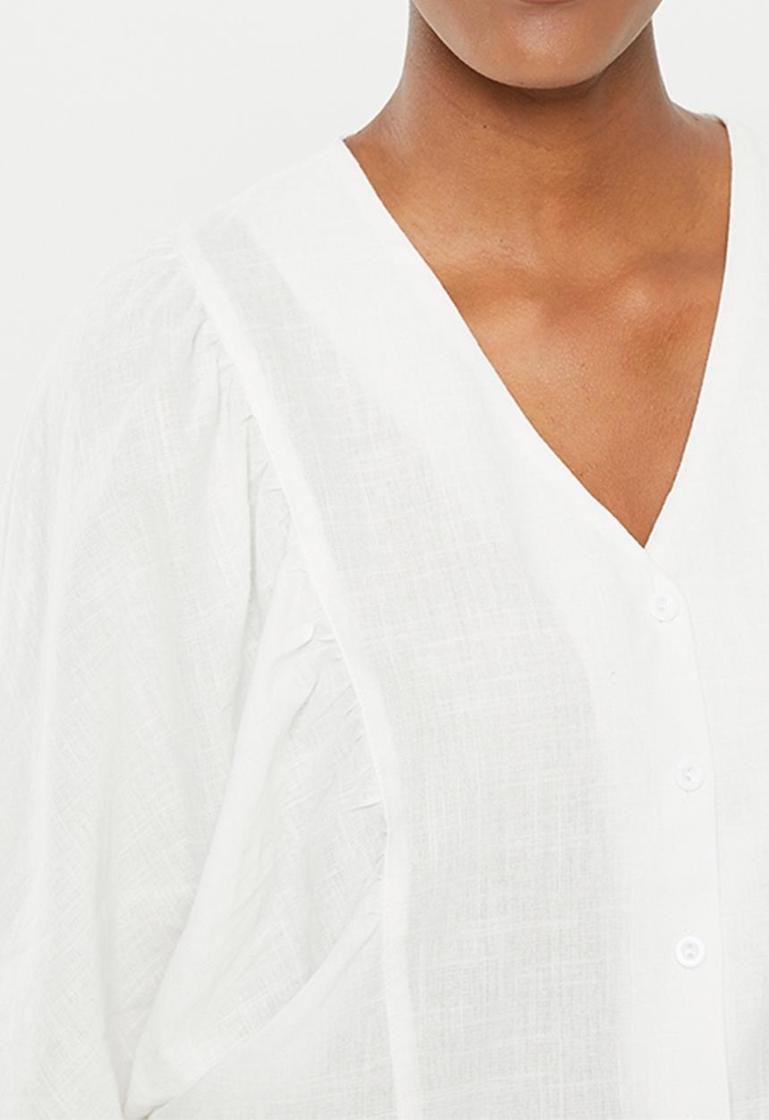 3/4 Balloon sleeve shirt - white