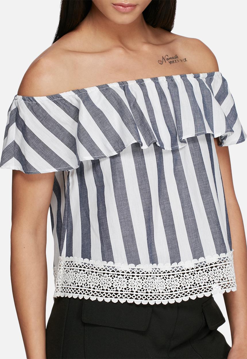 Glamorous - Stripe off shoulder top