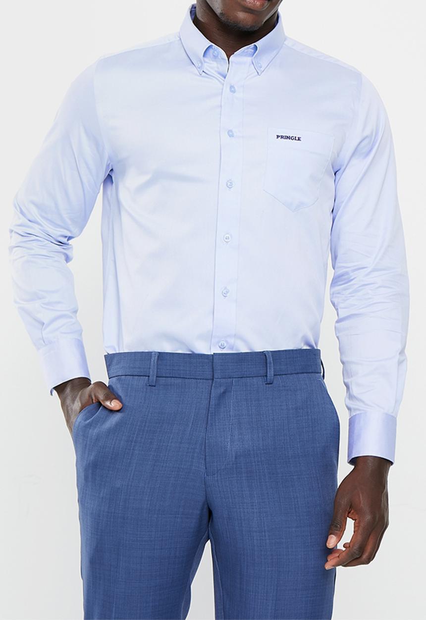 Pringle of Scotland - Pringle william long sleeve classic shirt - mid blue