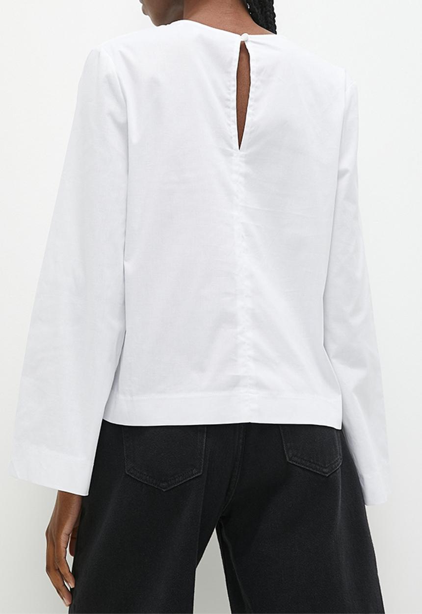 Superbalist - Asymmetric frill wide sleeve shell - white