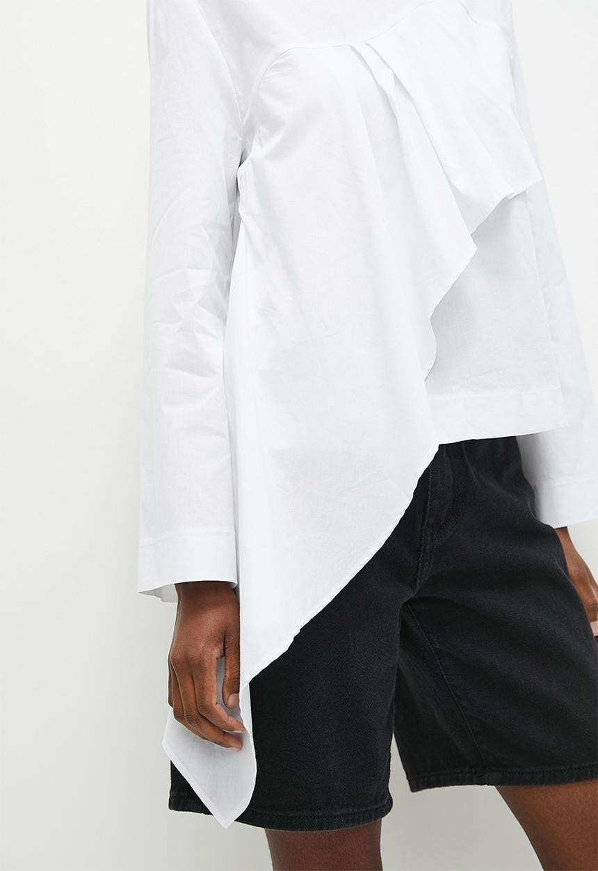 Superbalist - Asymmetric frill wide sleeve shell - white