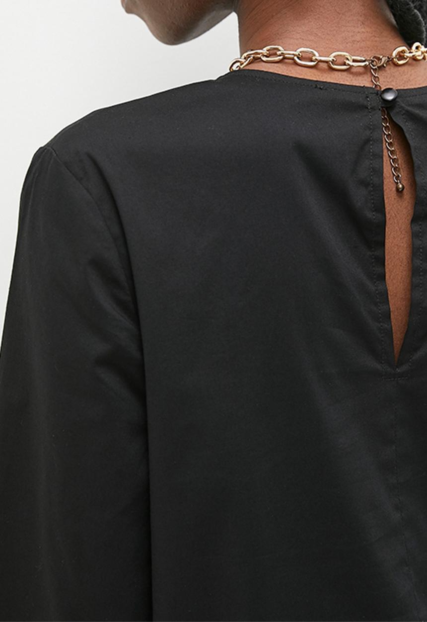 Superbalist - Asymmetric frill wide sleeve shell - black