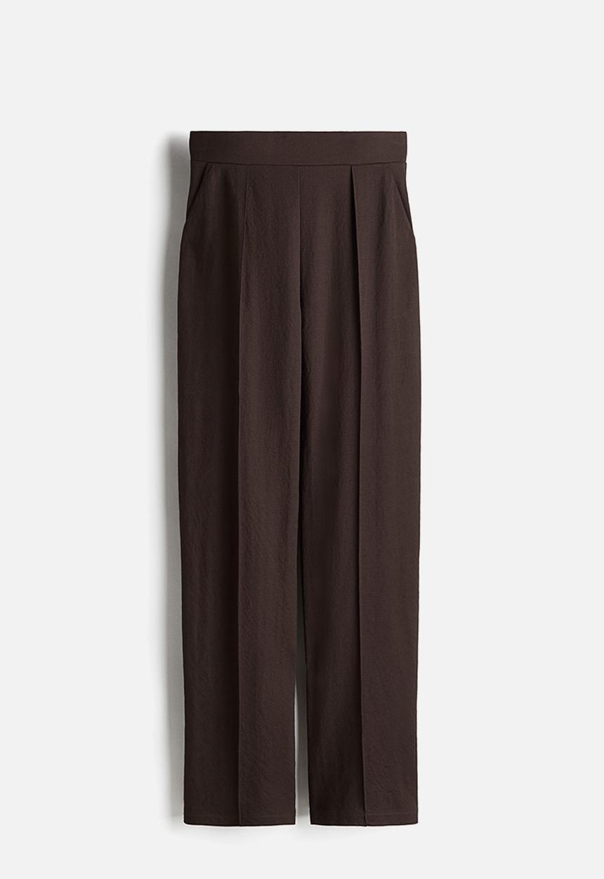 H&M - High-waisted tailored trousers - dark brown