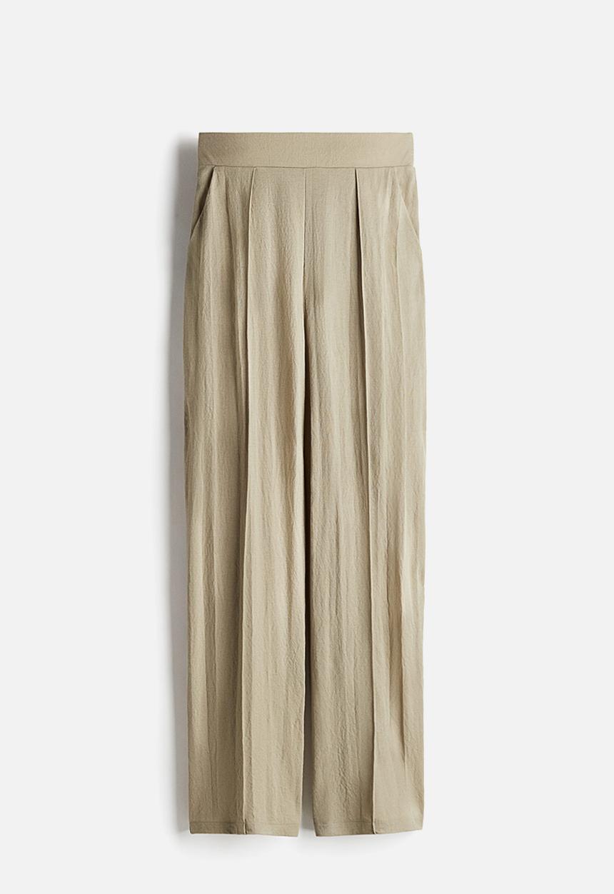 H&M - High-waisted tailored trousers - beige