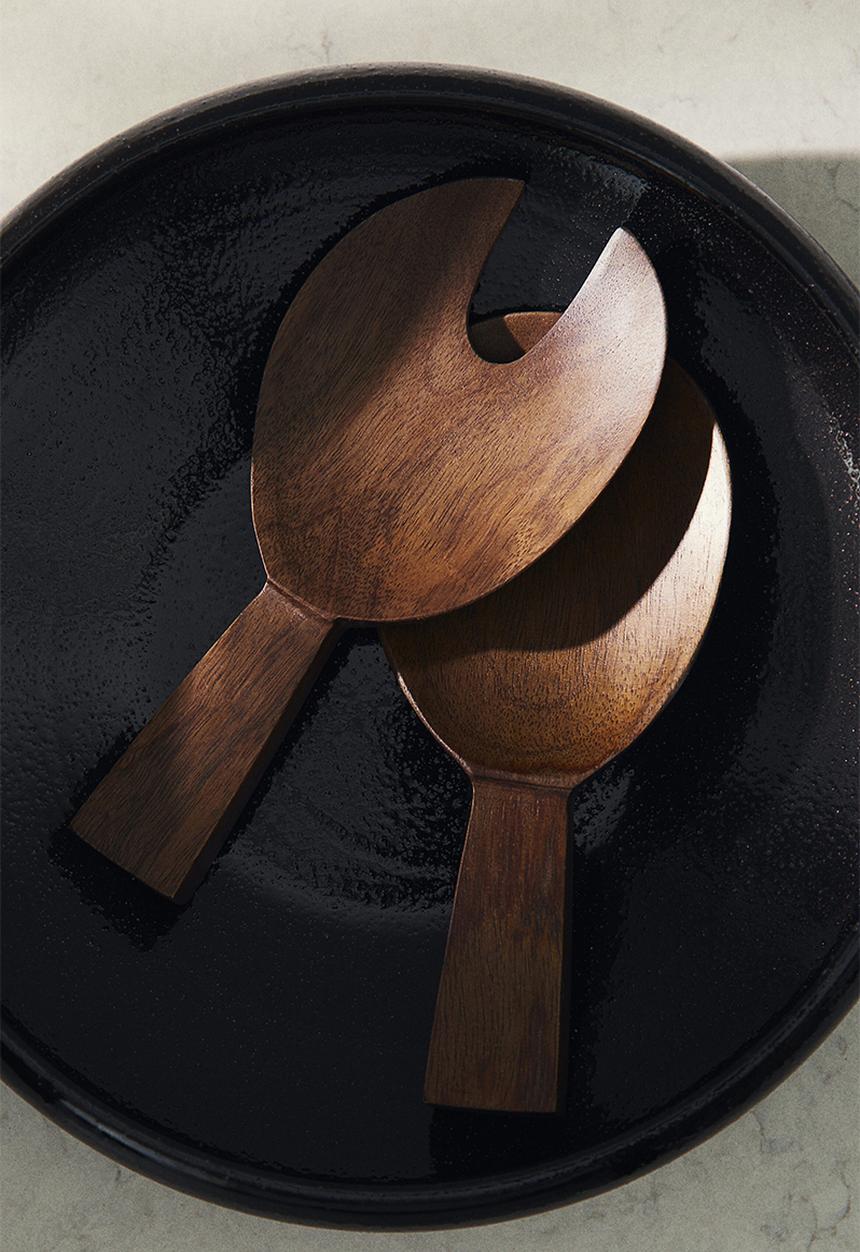 H&M - Mango wood salad servers - brown