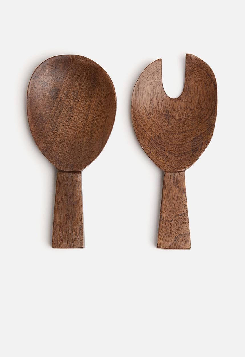 H&M - Mango wood salad servers - brown