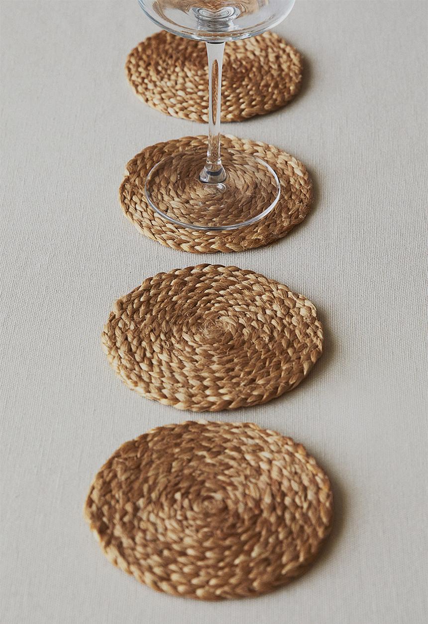 H&M - 4-Pack coasters - light beige