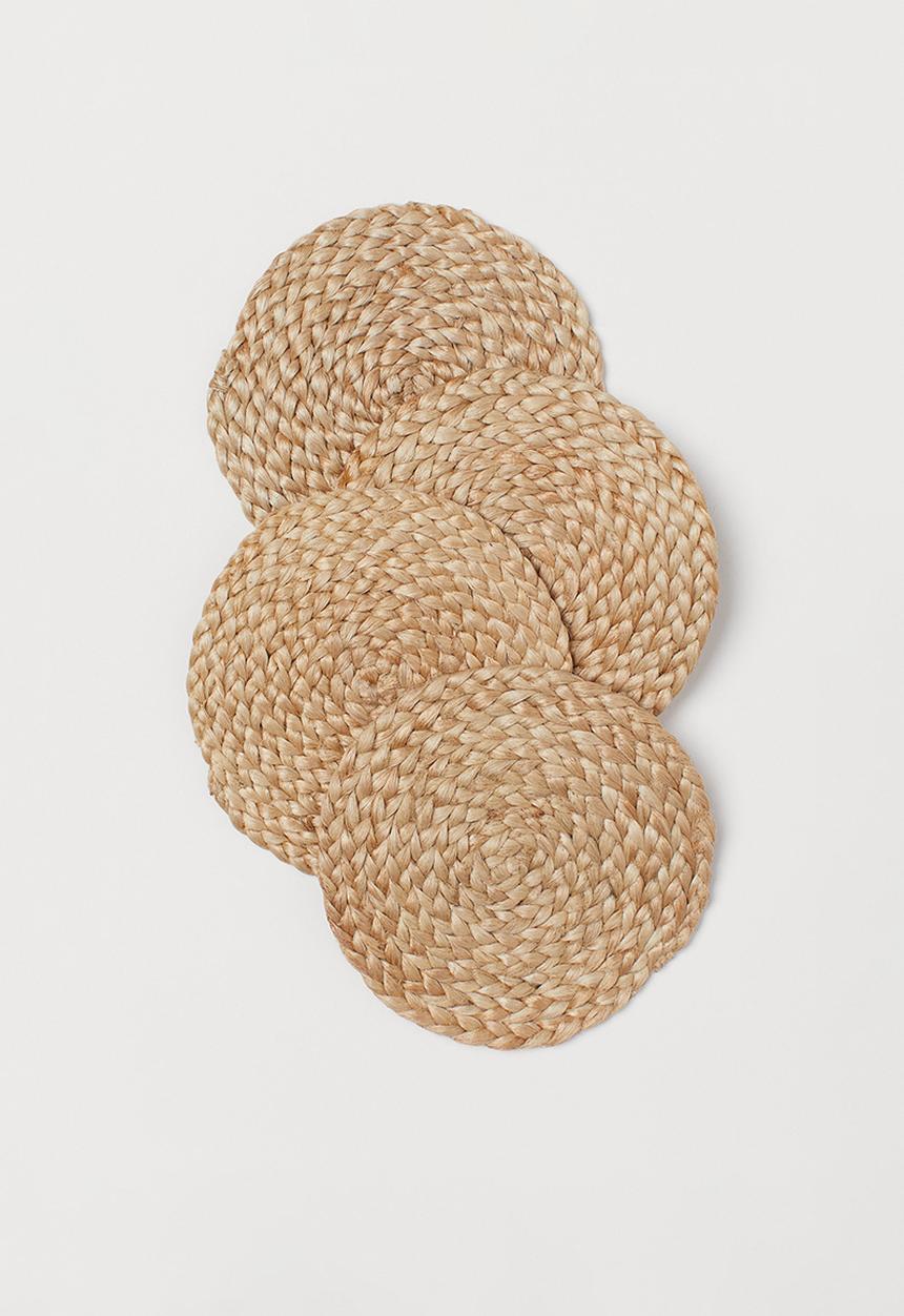 H&M - 4-Pack coasters - light beige