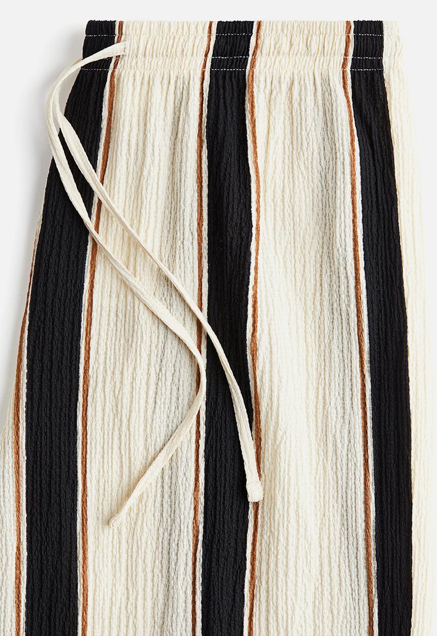 H&M - Wide pull-on trousers - cream/striped