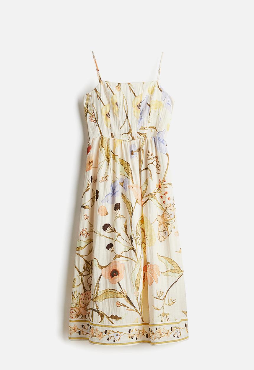 H&M - Strappy midi dress - cream/floral
