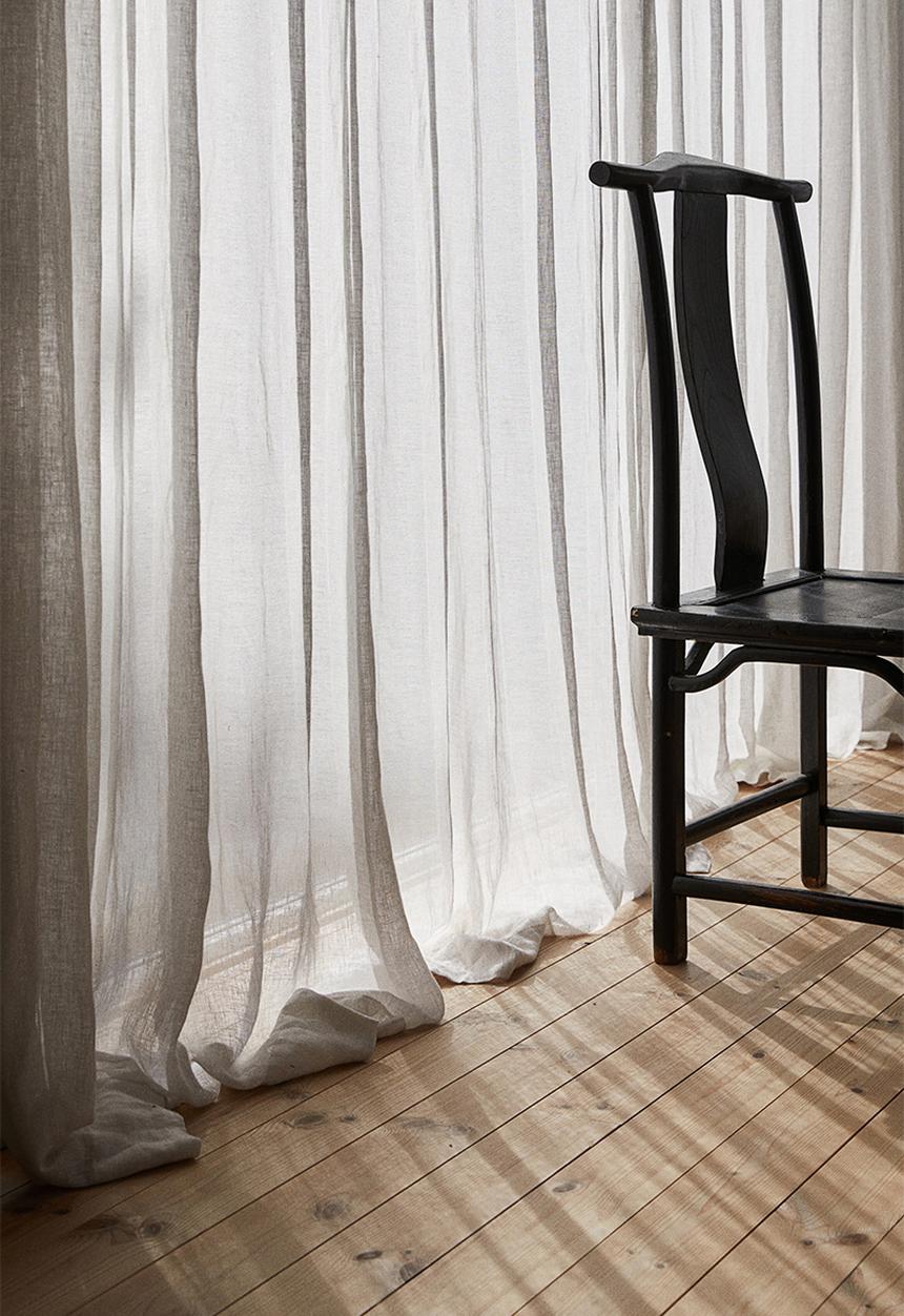 H&M - 1-pack wide linen-blend curtain length - white