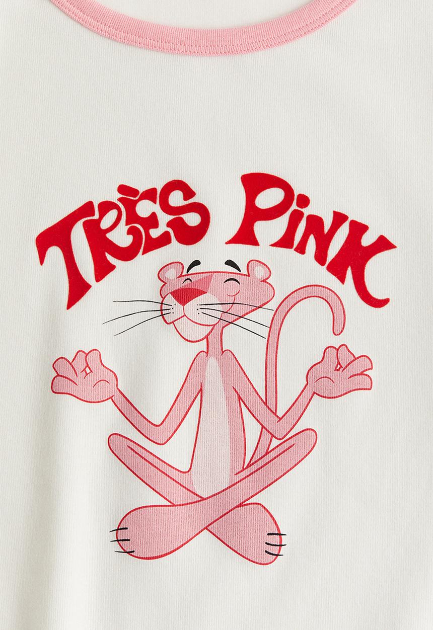 H&M - Printed T-shirt - cream/pink panther