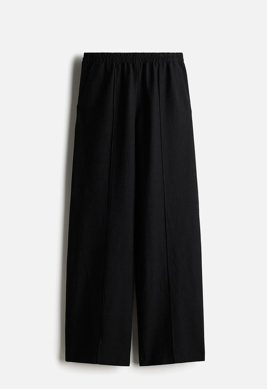 H&M - Linen-blend trousers - black