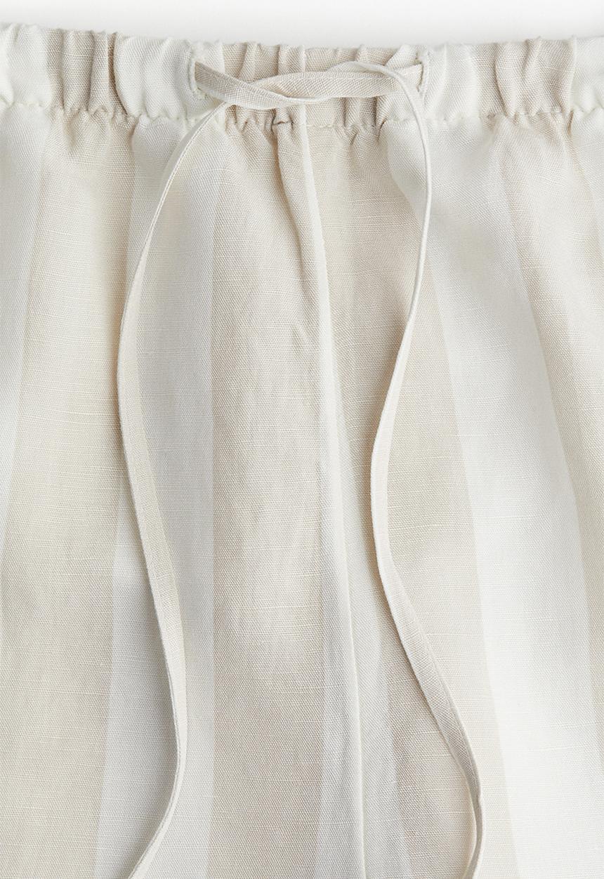 H&M - Linen-blend drawstring shorts - light beige/striped 