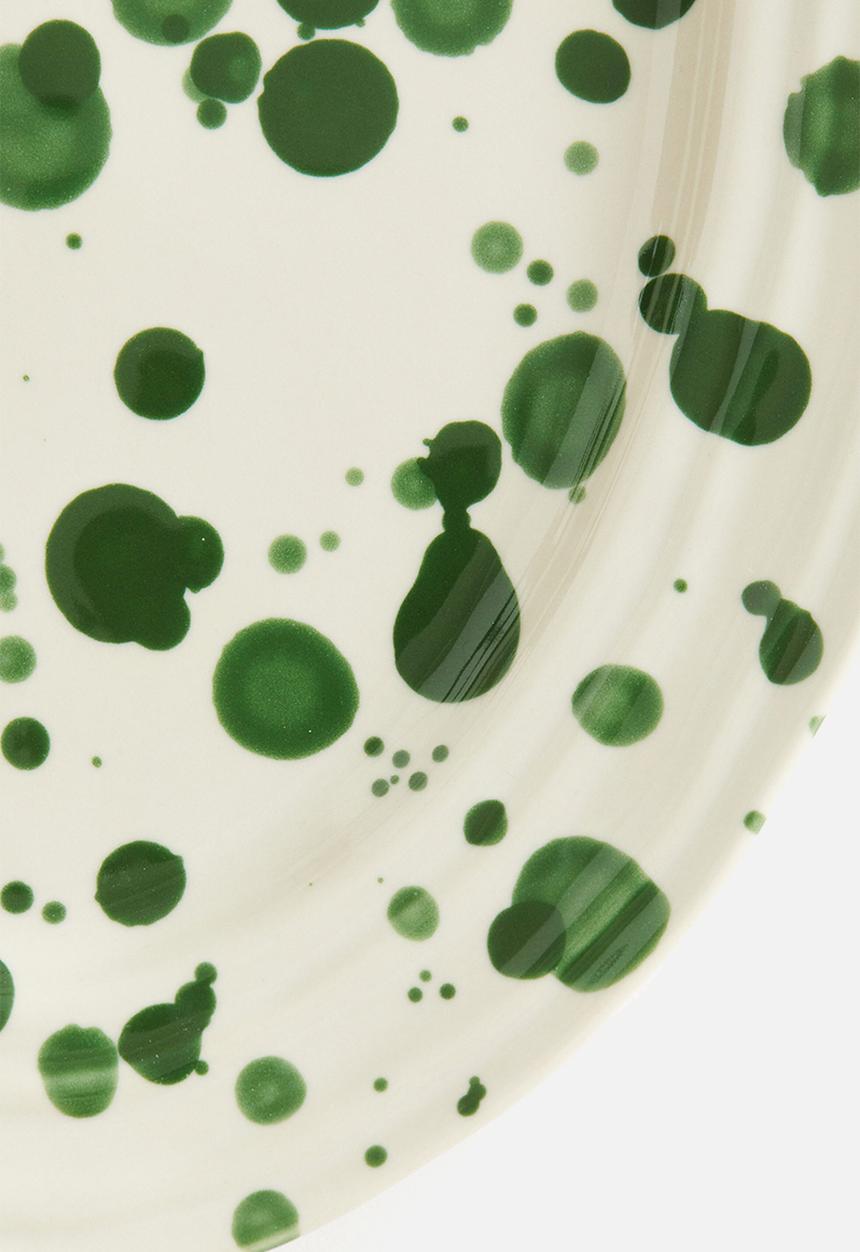 H&M - Speckled-glaze stoneware serving plate - green spotted