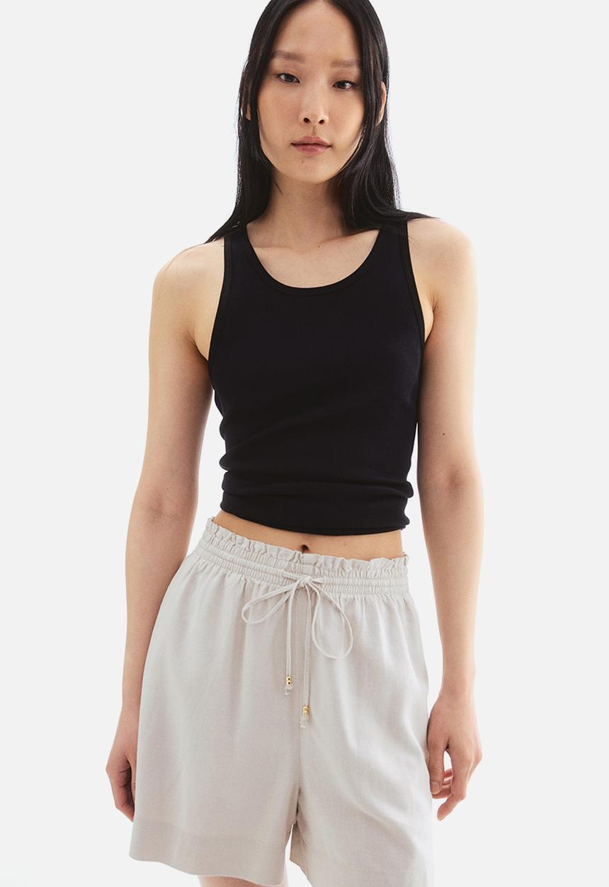 H&M - Linen-blend drawstring shorts - beige