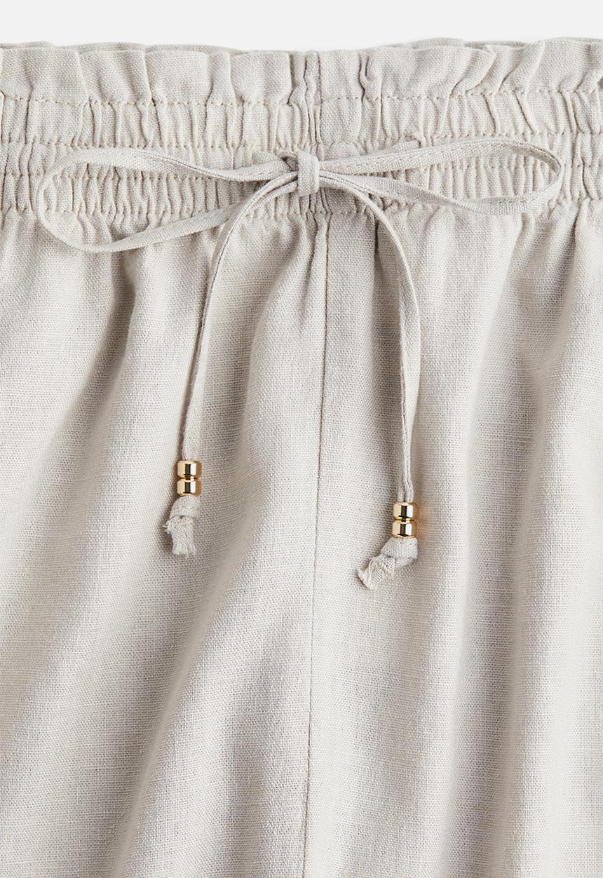 H&M - Linen-blend drawstring shorts - beige