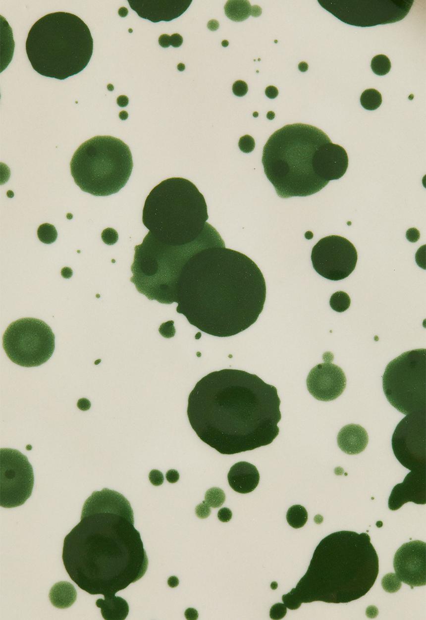 H&M - Large stoneware plate - green spotted