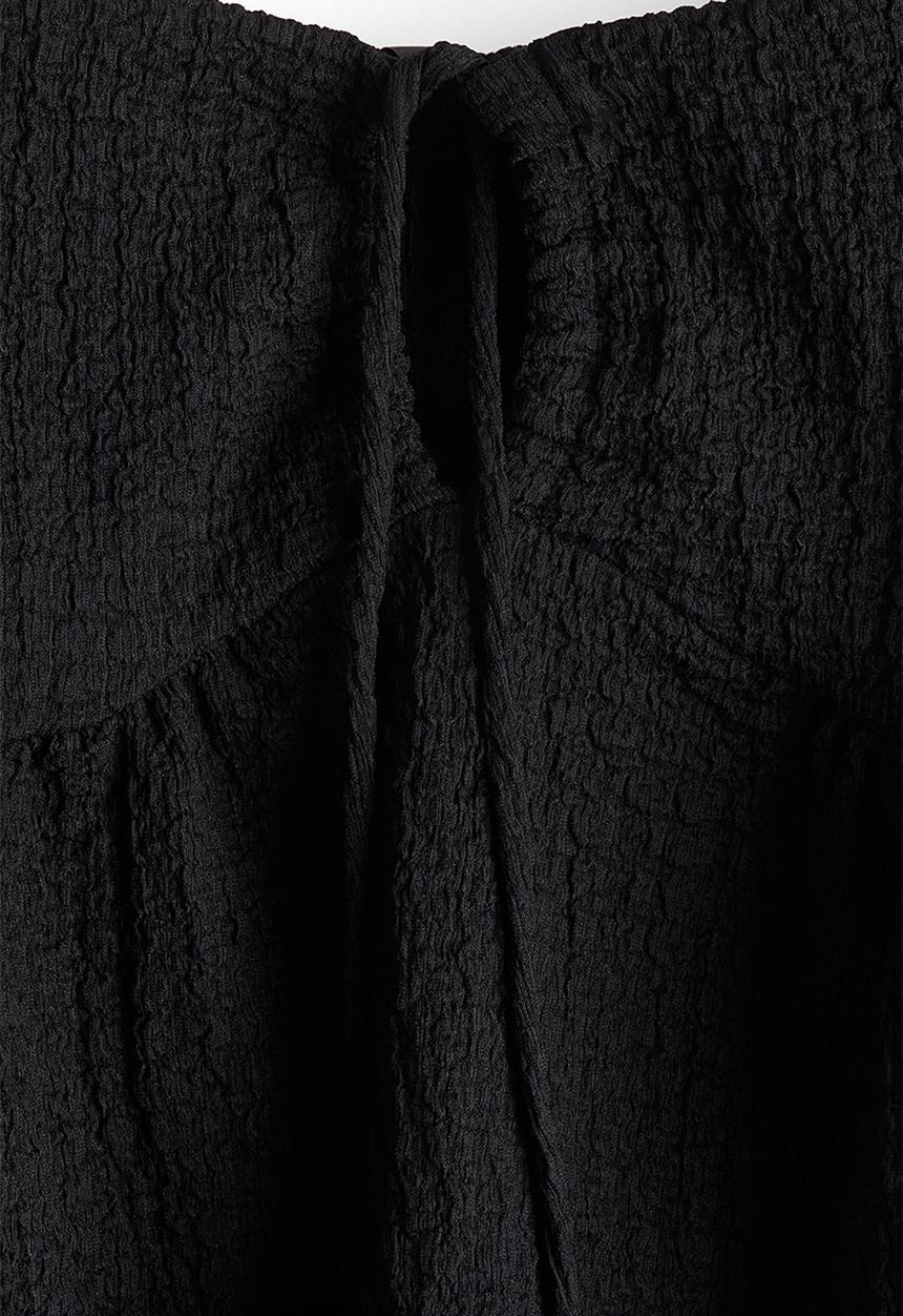 H&M - Crinkled flutter-sleeved top - black