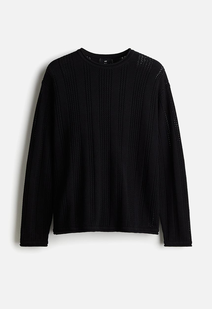 H&M - Regular fit pointelle-knit jumper - black