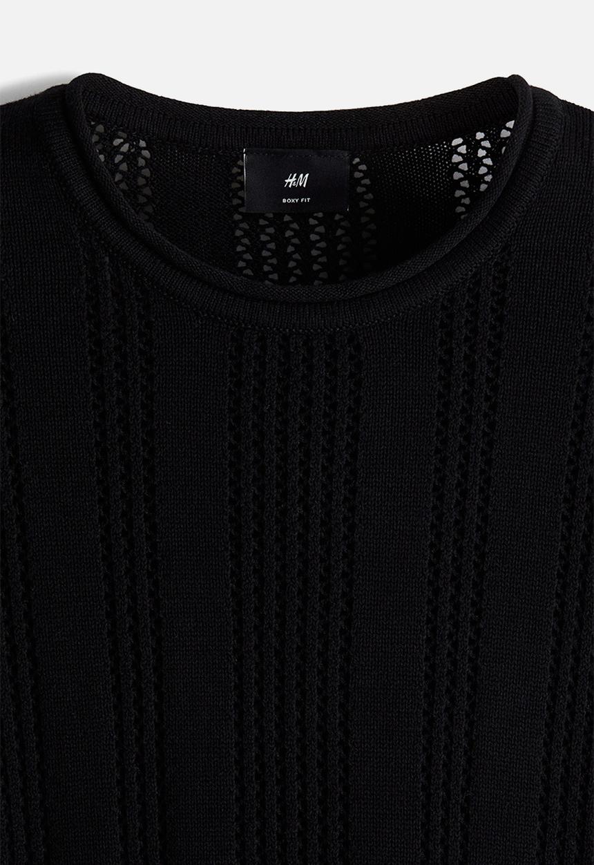 H&M - Regular fit pointelle-knit jumper - black
