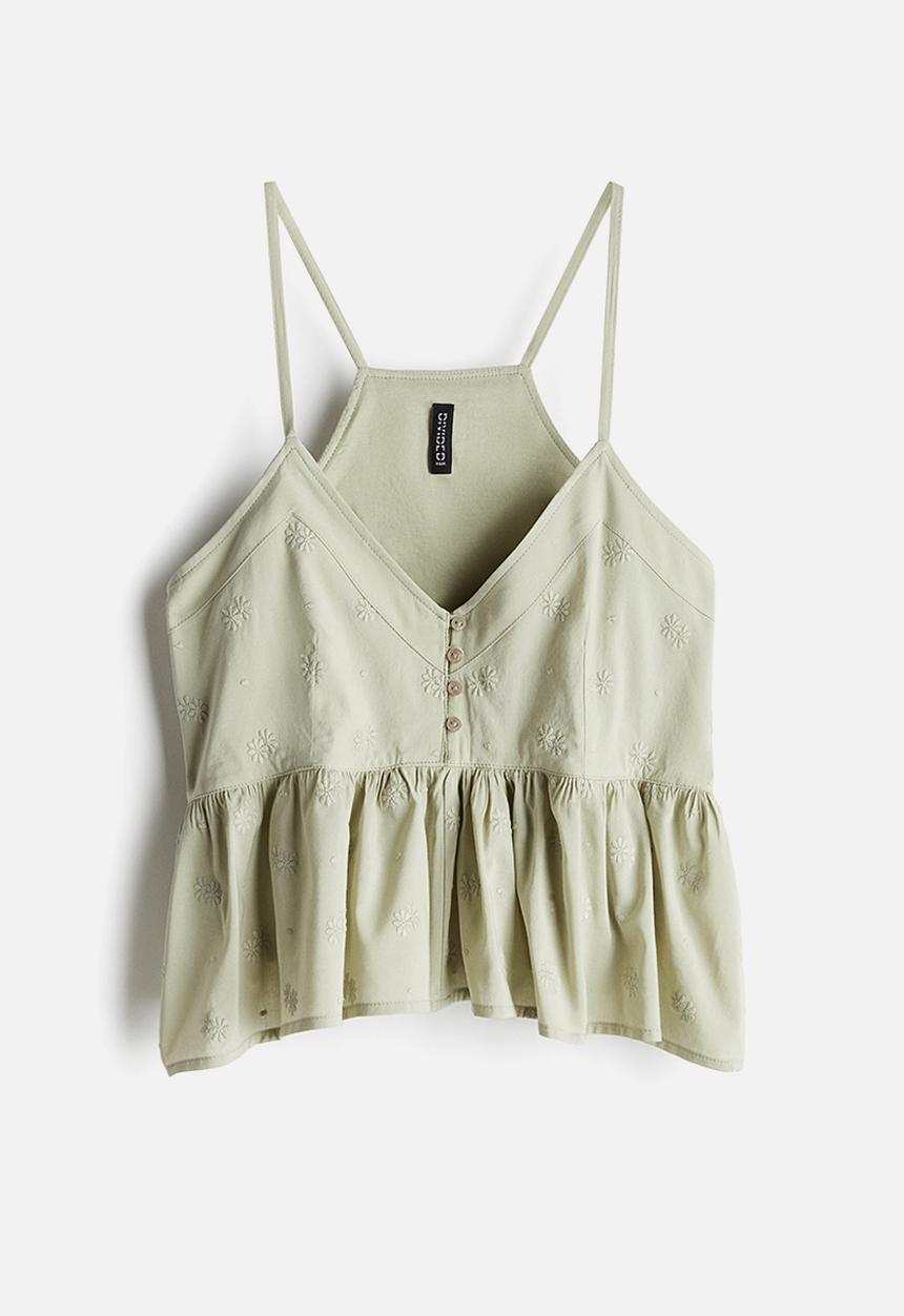H&M - Peplum strappy top - light dusty green flowers