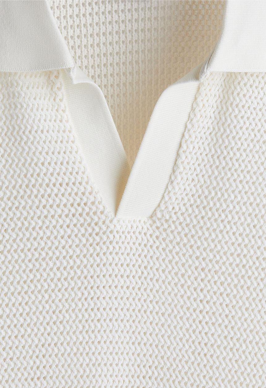 H&M - Regular fit hole-knit polo shirt - cream