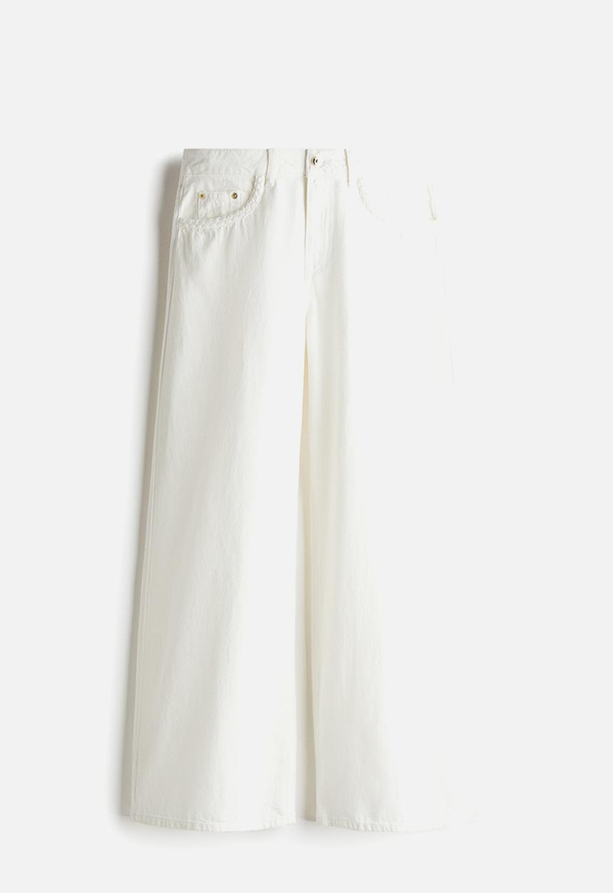 H&M - Baggy wide low jeans - white