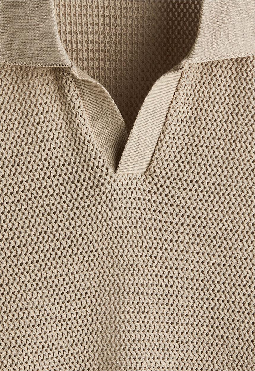 H&M - Regular fit hole-knit polo shirt - dark beige