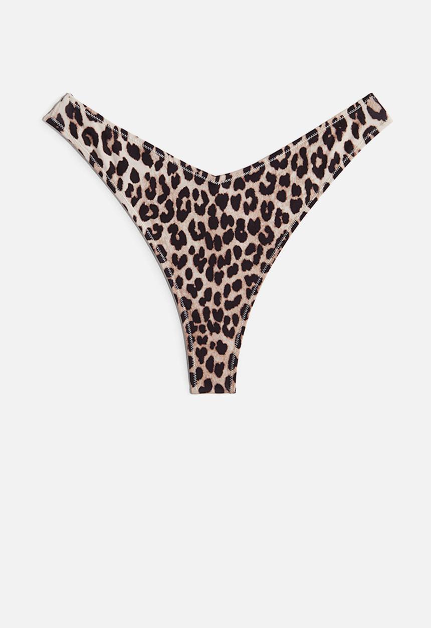 H&M - Thong bikini bottoms - light beige leopard print