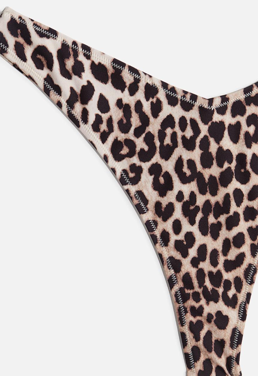 H&M - Thong bikini bottoms - light beige leopard print