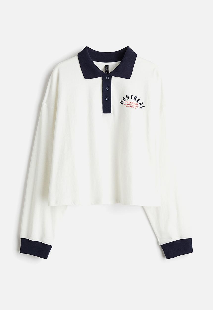 H&M - Cotton rugby shirt - white montreal